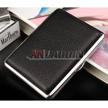 Steel + leather personalized cigarette case
