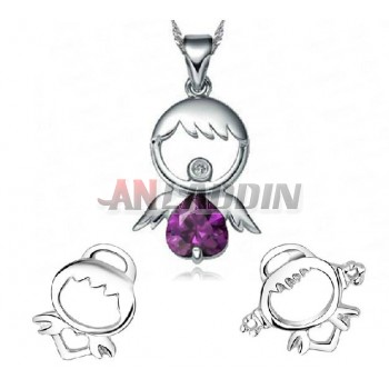 Sterling silver crystal lovely doll jewelry sets