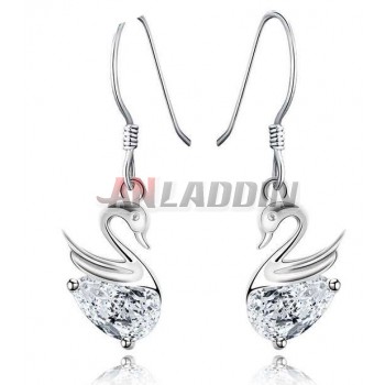 Sterling silver lovely swan women's earrings