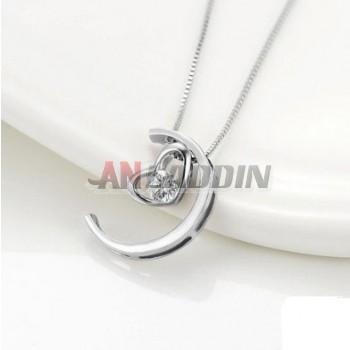 Sterling Silver moon and heart Necklace