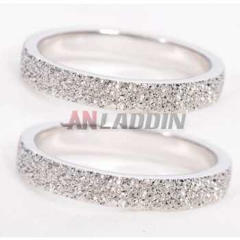Sterling silver shining crystal couple rings