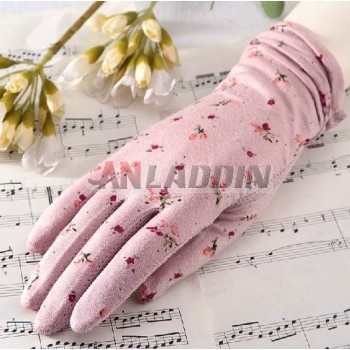 Summer brief paragraph Cotton lace flower absorb sweat gloves