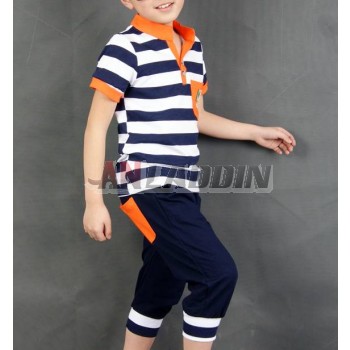 Summer Children's stripes short-sleeved T-shirt Set