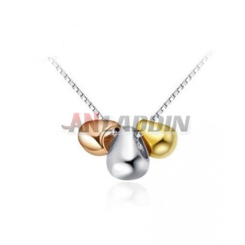Three Color Water Drop Sterling Silver Necklace