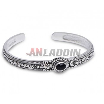 Titanium silver men's classic knight bracelet