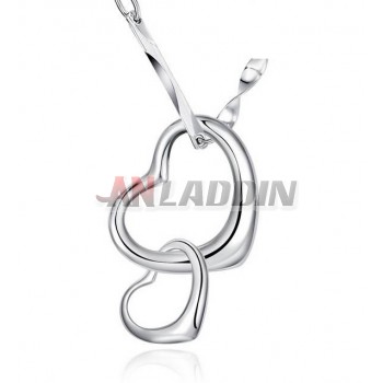 Two hearts 925 silver ladies pendant