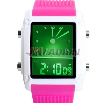 Unisex dual time display student electronics sports watch