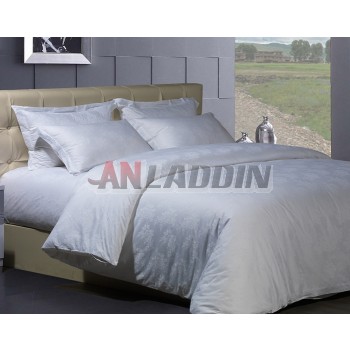 White patterns cotton satin series 4pcs bedding sheet set for hotel