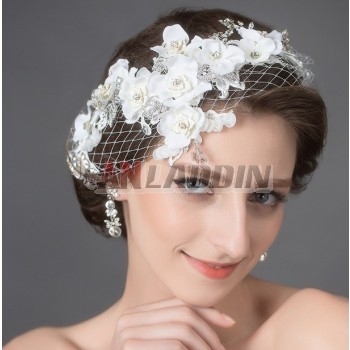 White rhinestones flower bridal hair accessories