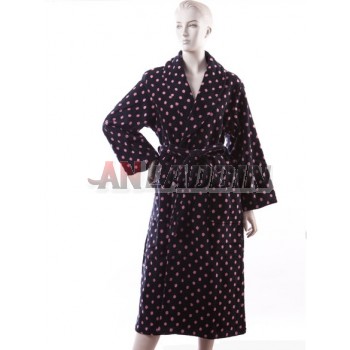 Woman's polka dot lacing style bathrobe