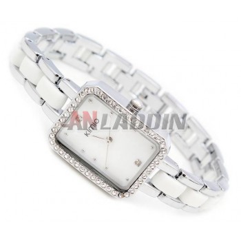 Women rhinestones square bracelet quartz watch