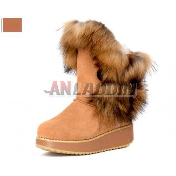 Women's thickened fox fur snow boots