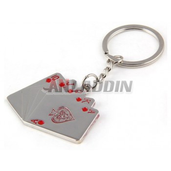 Zinc alloy playing cards keychain