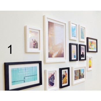 12pcs modern wood photo frame combination