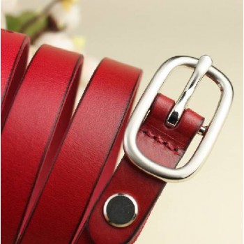 Women pure cowhide leather joker decoration narrow belt