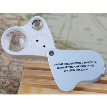 30X / 60X 2LEDs aluminum folding mini magnifier