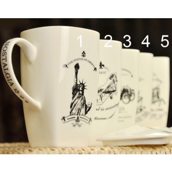 700ml square painting ceramic mug