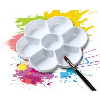 7 cells White imitation of ceramic palette