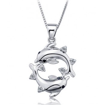 925 sterling silver lady dancing dolphins pendant