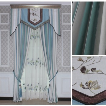 American style striped linen curtains