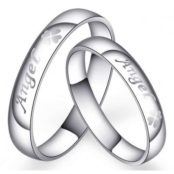 Angel and Clover couples sterling silver ring