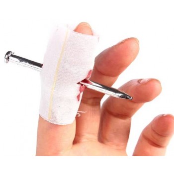 April Fool's Day props through finger nail