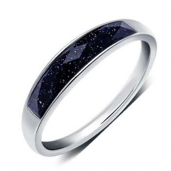 Black agate men's classic sterling silver ring