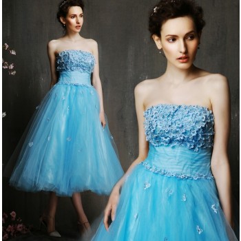 Blue Strapless bridesmaid dresses