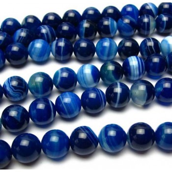 Blue stripes agate beads chain