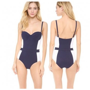 Blue + white sexy one-piece swimwear