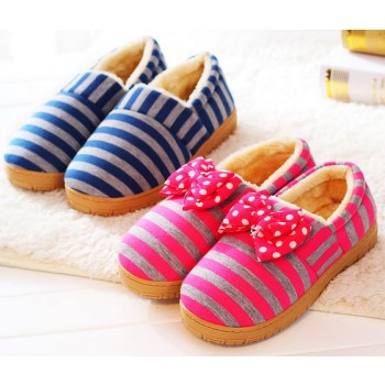 Bow hight cut plush slipper