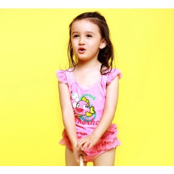 Cartoon + folds one-piece swimwear