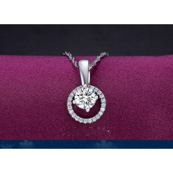 Circular perfect sterling silver CZ pendant