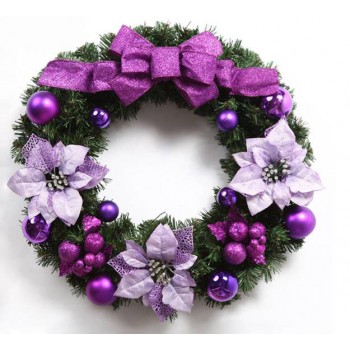 Classic 40cm purple bow Christmas wreath