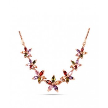 Colorful flower high-level Zircon necklace