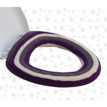 Colorful stripe plush toilet seat