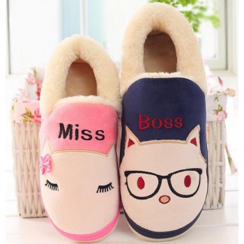 Couples cartoon plush slippers
