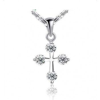 Crystal Cross Sterling Silver Necklace