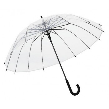 Curved handle semi automatic transparent umbrella
