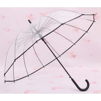 curved handle transparent windproof umbrella