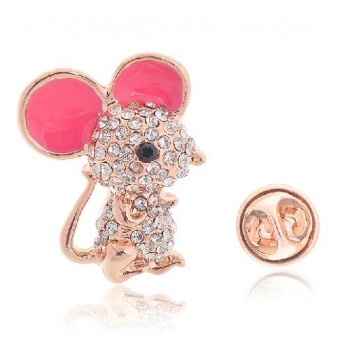 Delicate little mouse crystal brooch