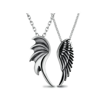 Devil and angel pendants in stainless steel