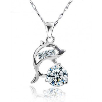 Dolphins and Stars Silver Necklace