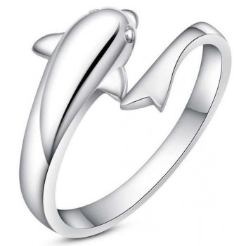 Dolphins love sterling silver women's ring
