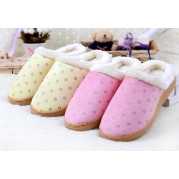 dots indoor plush slippers