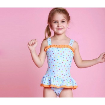 dots skirt style children one-piece swimwear