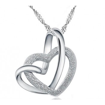 Double Heart Pendant in Sterling Silver