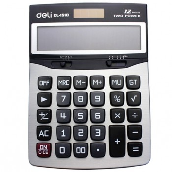 Dual Power 12 digits gray calculator