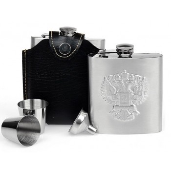 Eagle patterns 6oz stainless steel hip flask