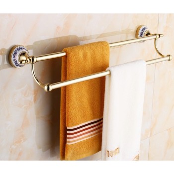 European-style golden bathroom double layer towel rack